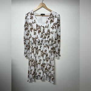Boutique white and brown floral‎ dress